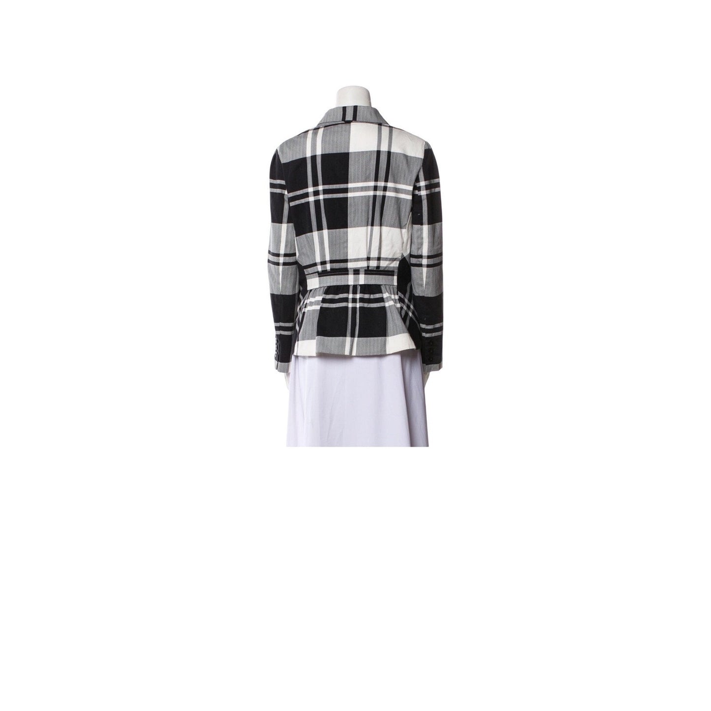 Chic Black and White Plaid Blazer Jacket Women's Tailored Fit Button Front