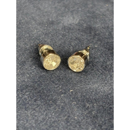 Gold-Tone Clear Faceted Gemstone Stud Earrings