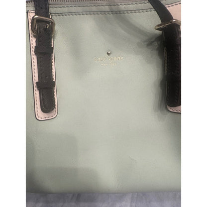 Kate Spade New York Satchel Purse Handbag Green Leather Colorblock Zip Top