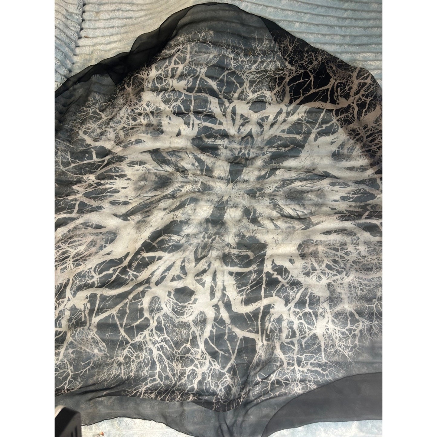 Alexander McQueen Sheer Black White Tree Print Scarf Gothic Dark Academia