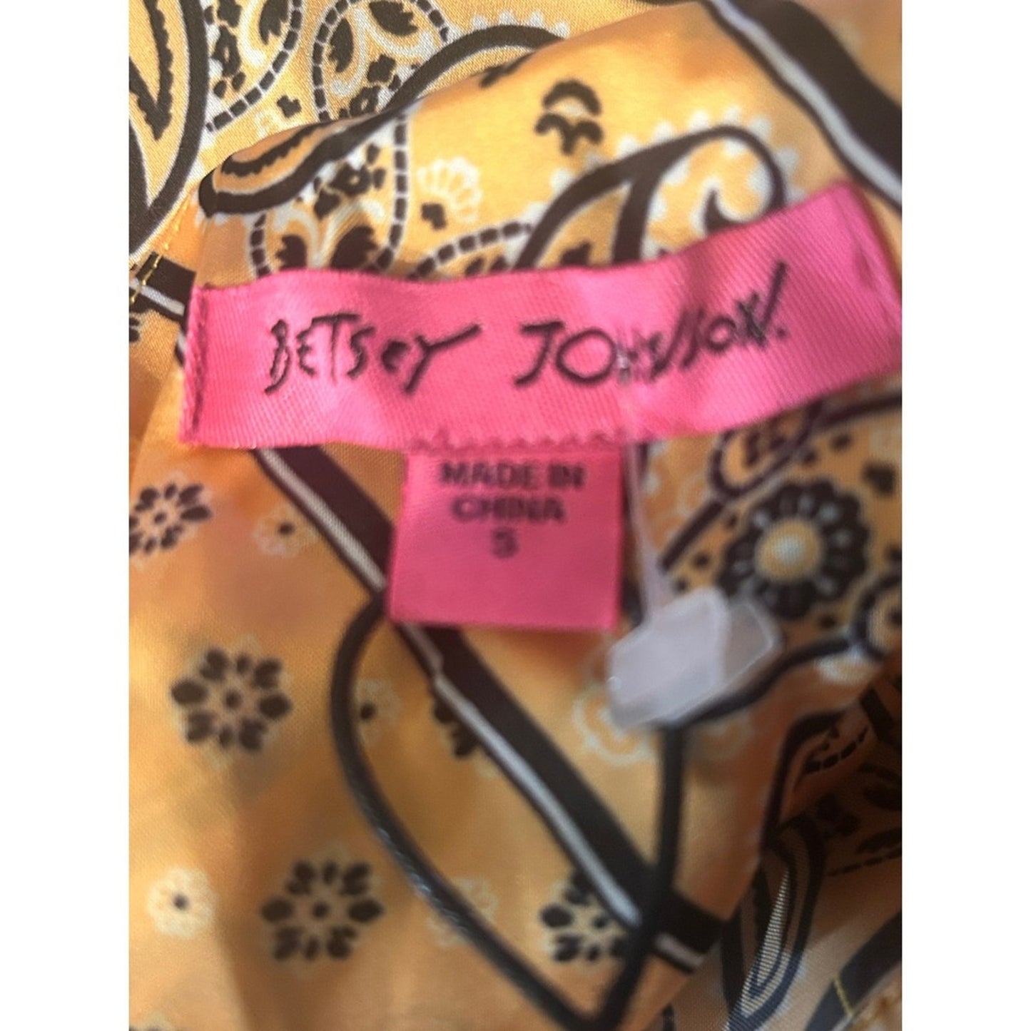 BETSEY JOHNSON Bohemian Paisley Print Maxi Yellow  Strap Sundress size S