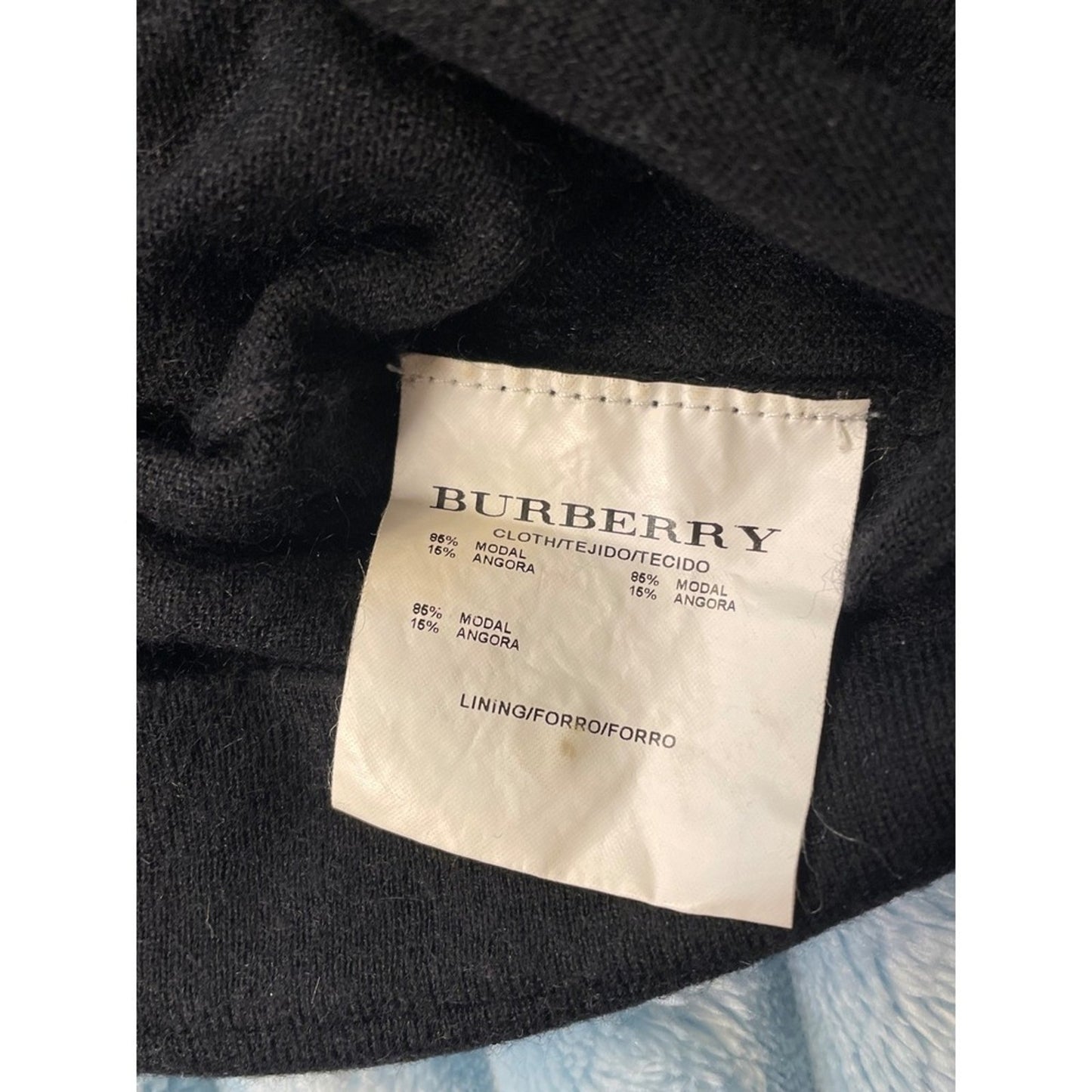 BURBERRY LONDON Knit Sweater Top  Angora Modal Short Sleeve Size 44 M-L
