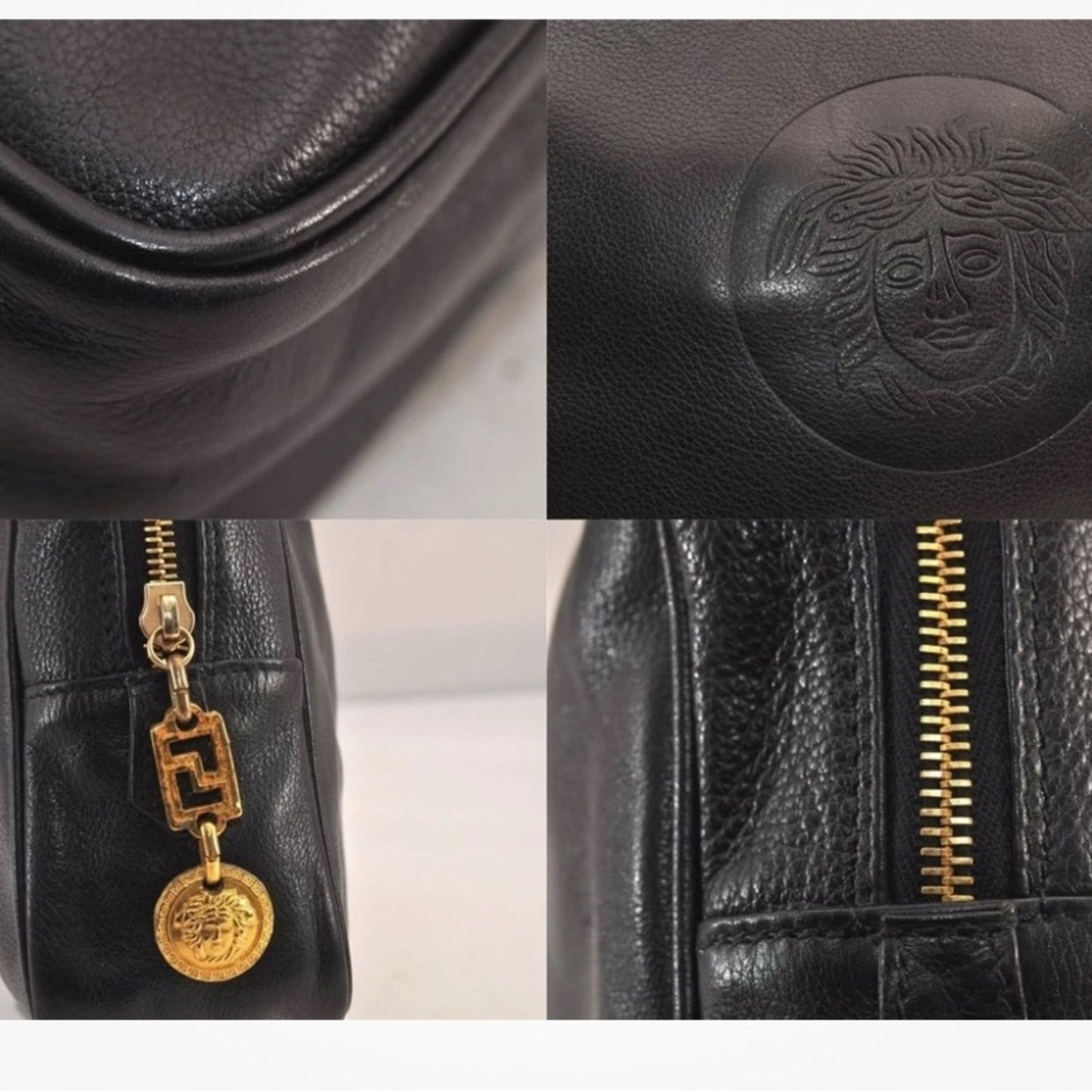 Versace Medusa Clutch — Black Leather Vintage Icon