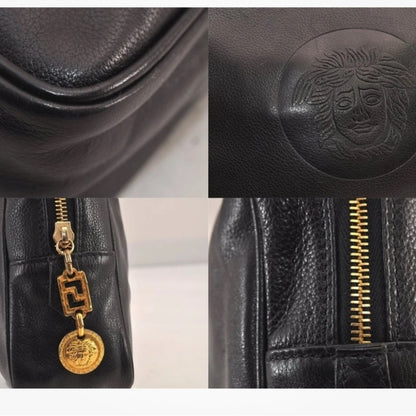 Versace Medusa Clutch — Black Leather Vintage Icon