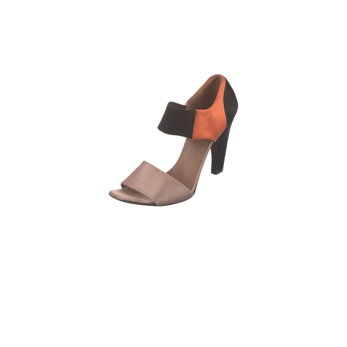 Prada Satin Colorblock Sandals Womens 8.5 IT 38.5 Orange Black Champagne Good