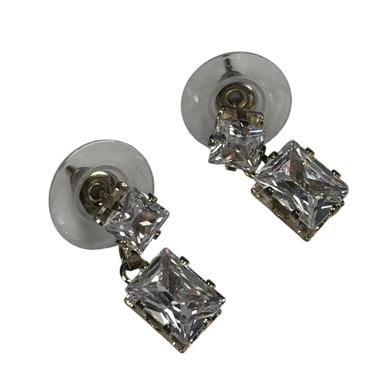 Silver-Tone Crystal Baguette Dangle Earrings