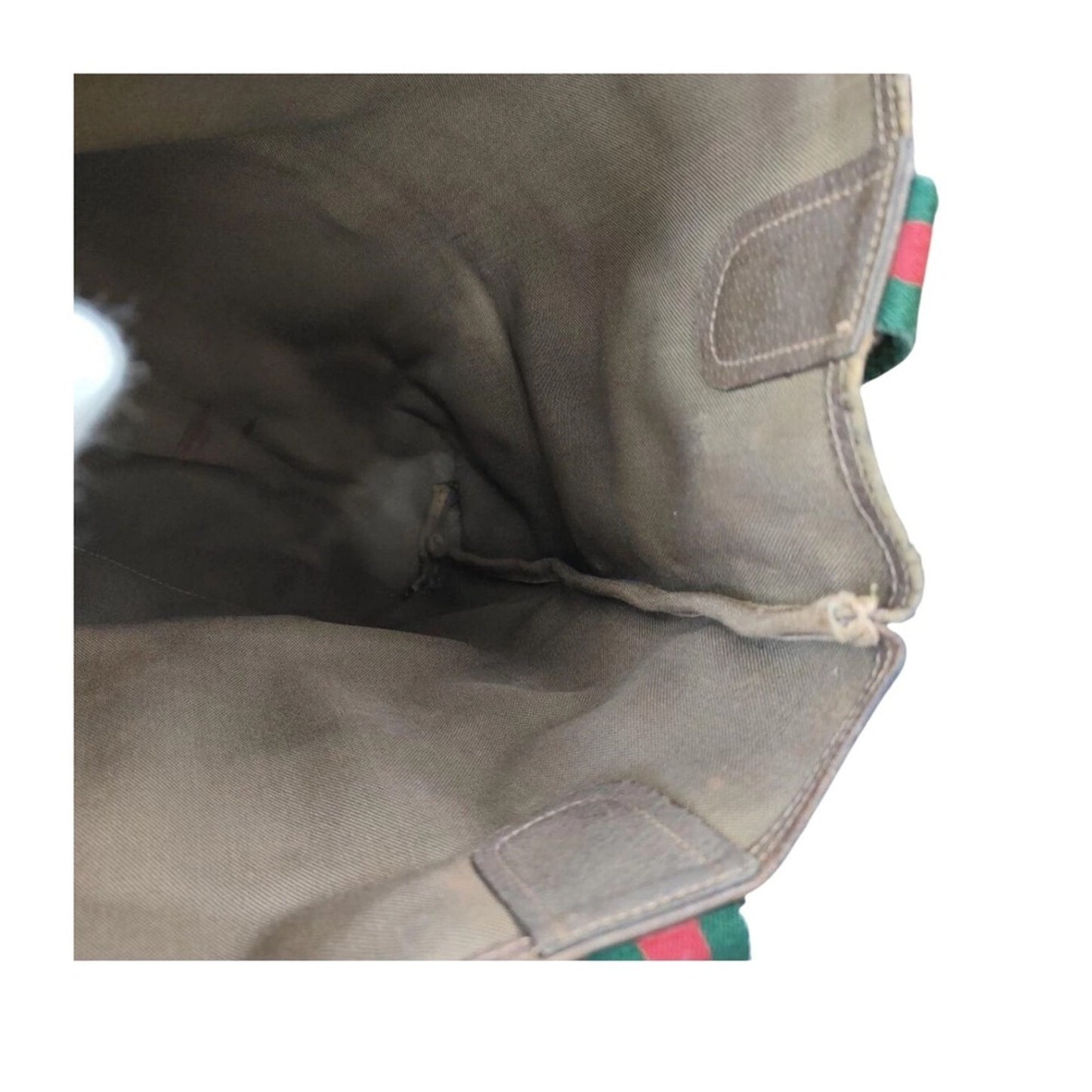 Authentic Vintage Gucci Monogram Canvas Tote Bag Red Green Stripe