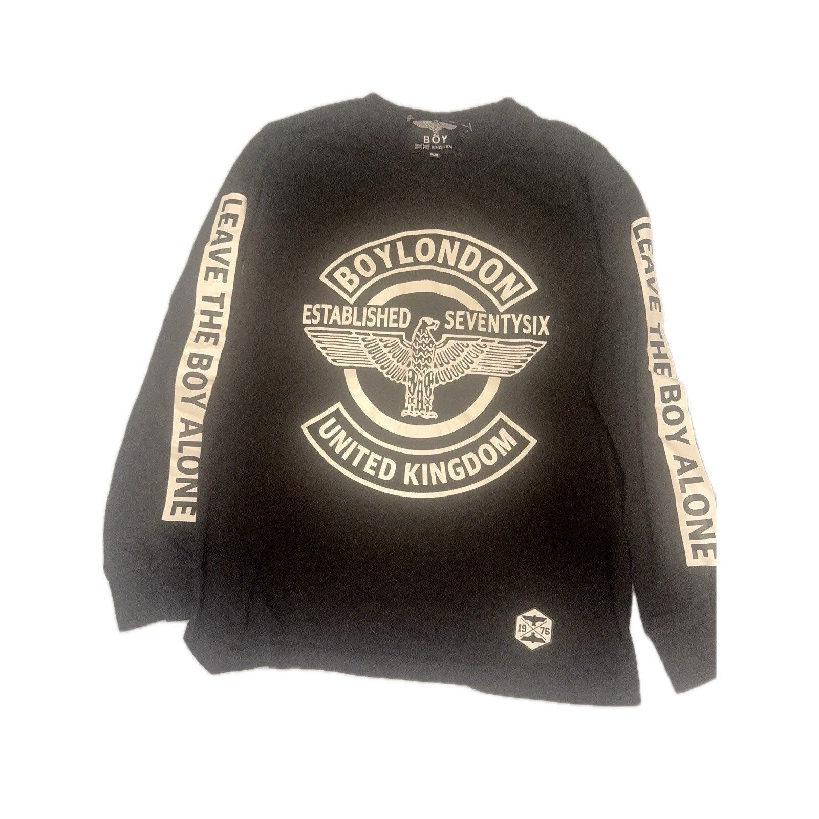 Boy London Sweatshirt Black Graphic Logo “Leave The Boy Alone” Size M