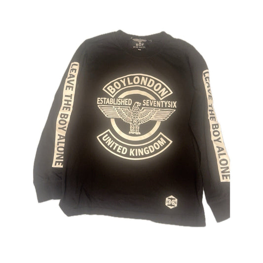 Boy London Sweatshirt Black Graphic Logo “Leave The Boy Alone” Size M