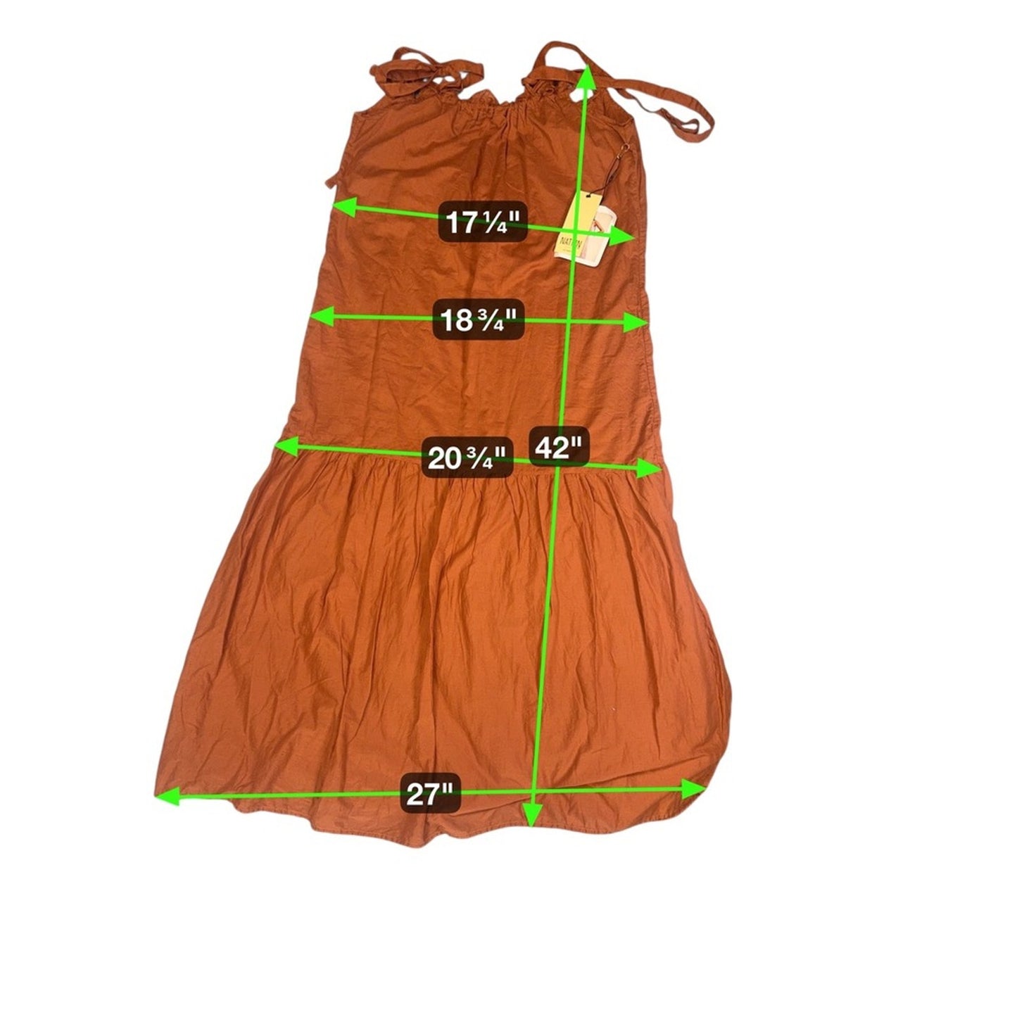 Nation LTD Los Angeles Terracotta Tie Strap Midi Dress Sleeveless Casual