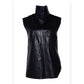 Helmut Lang Black Leather Sleeveless Top – Minimalist V-Neck – Size 4