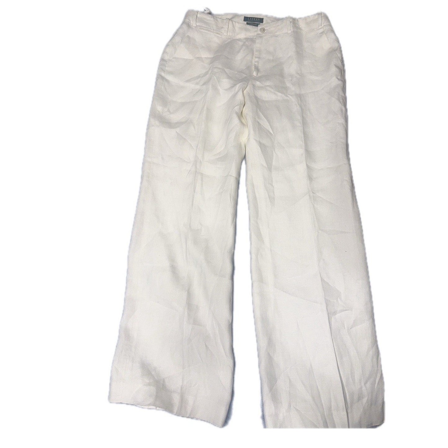 Lauren Ralph Lauren Sanderson Linen Pants Women’s 12 Wide Leg White Resort