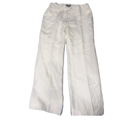 Lauren Ralph Lauren Sanderson Linen Pants Women’s 12 Wide Leg White Resort