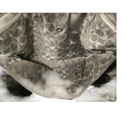 Coach Black Nylon Leather Trim Tote Bag Classic Style Zipper Top