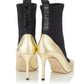 Jimmy Choo Black and Gold Stiletto Heeled Boots