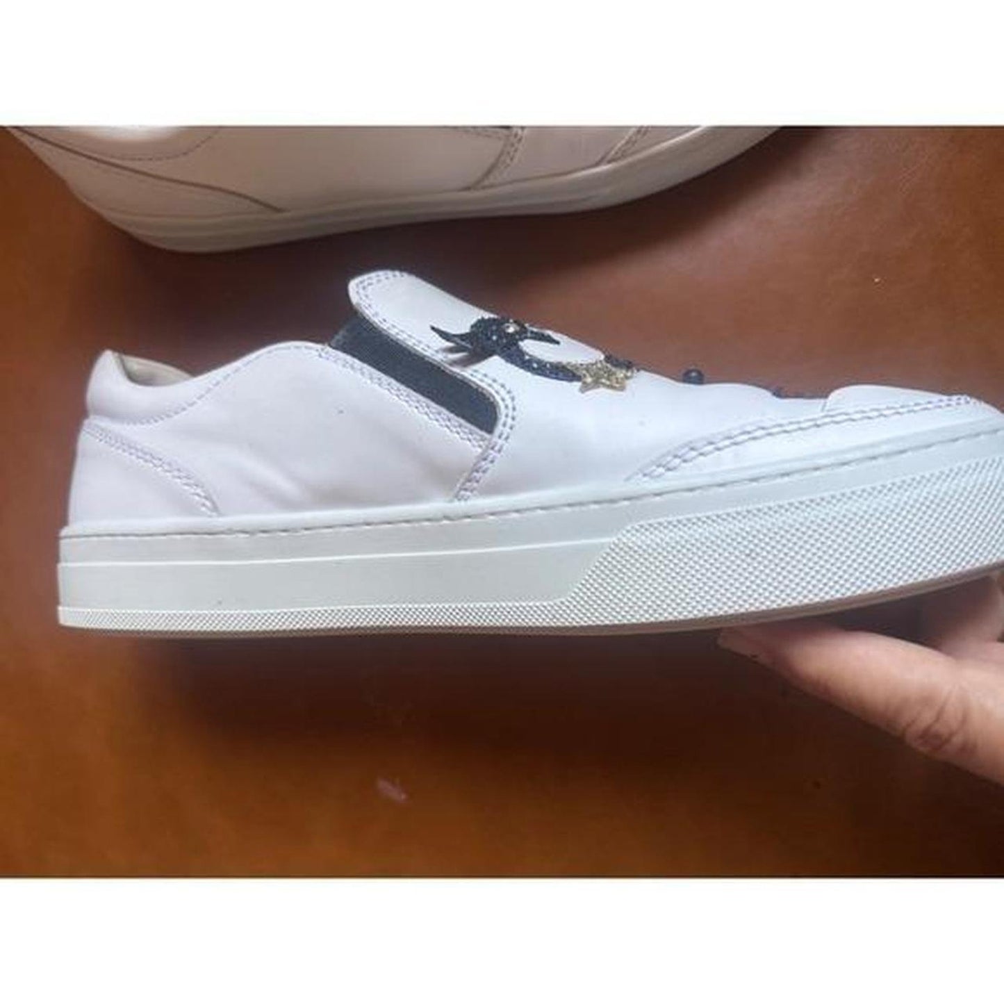 Tods white leather slip on