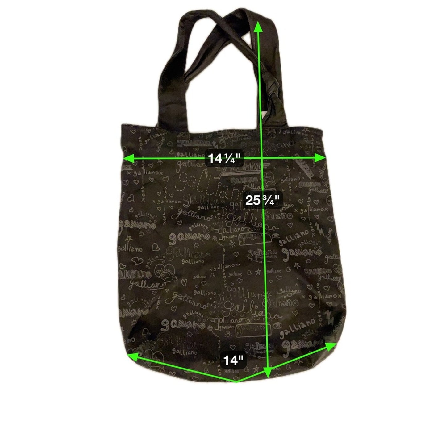 Galliano All Over Logo Print Tote Bag Black