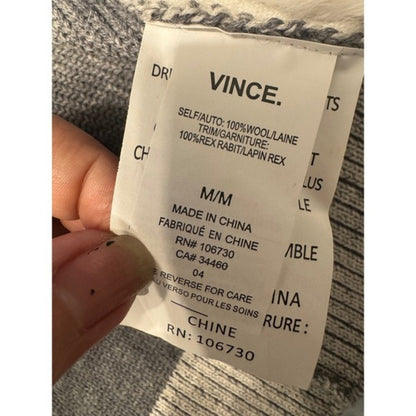 Vince Reversible Sherpa Knit Cardigan Vest Gray & Cream – Size M (USA) Soft