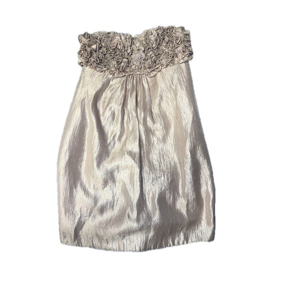 Alexia Admor Strapless Ruffled Embellished Cocktail Dress Champagne M