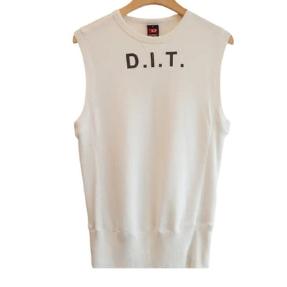 Diesel DIT Sleeveless Sweatshirt Top Cream White Crew Neck Mens Size M