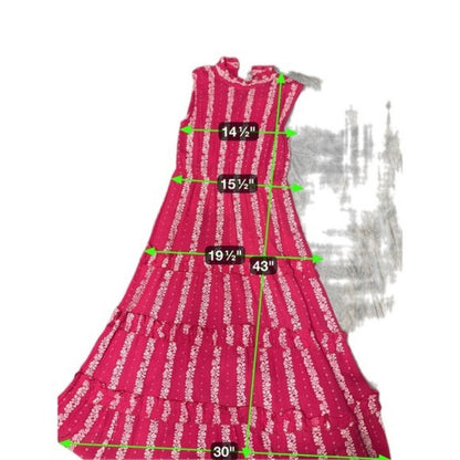 Valencia & Vine Pink Floral Tiered Maxi Dress Sleeveless Boho Bohemian
