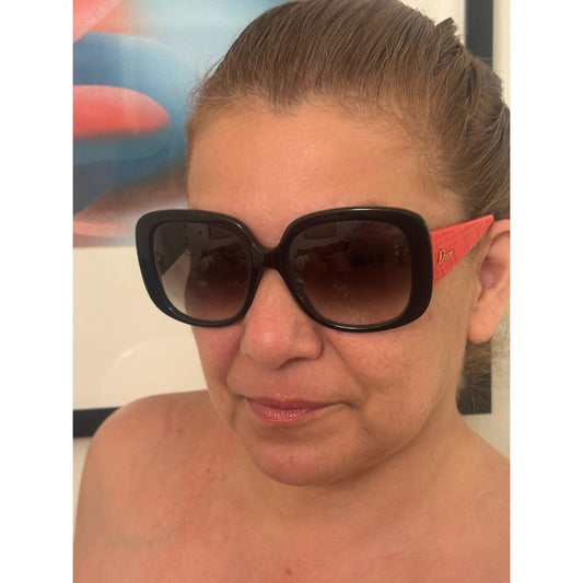Christian Dior Women's Sunglasses Black Frame Orange Arms Designer Fashion