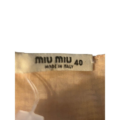 Miu Miu Peach Textured Tiered Flutter Sleeve Midi Dress Size Small