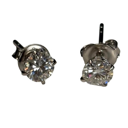GRA Moissanite 0.5ct Round Stud Earrings Platinum-Plated Silver
