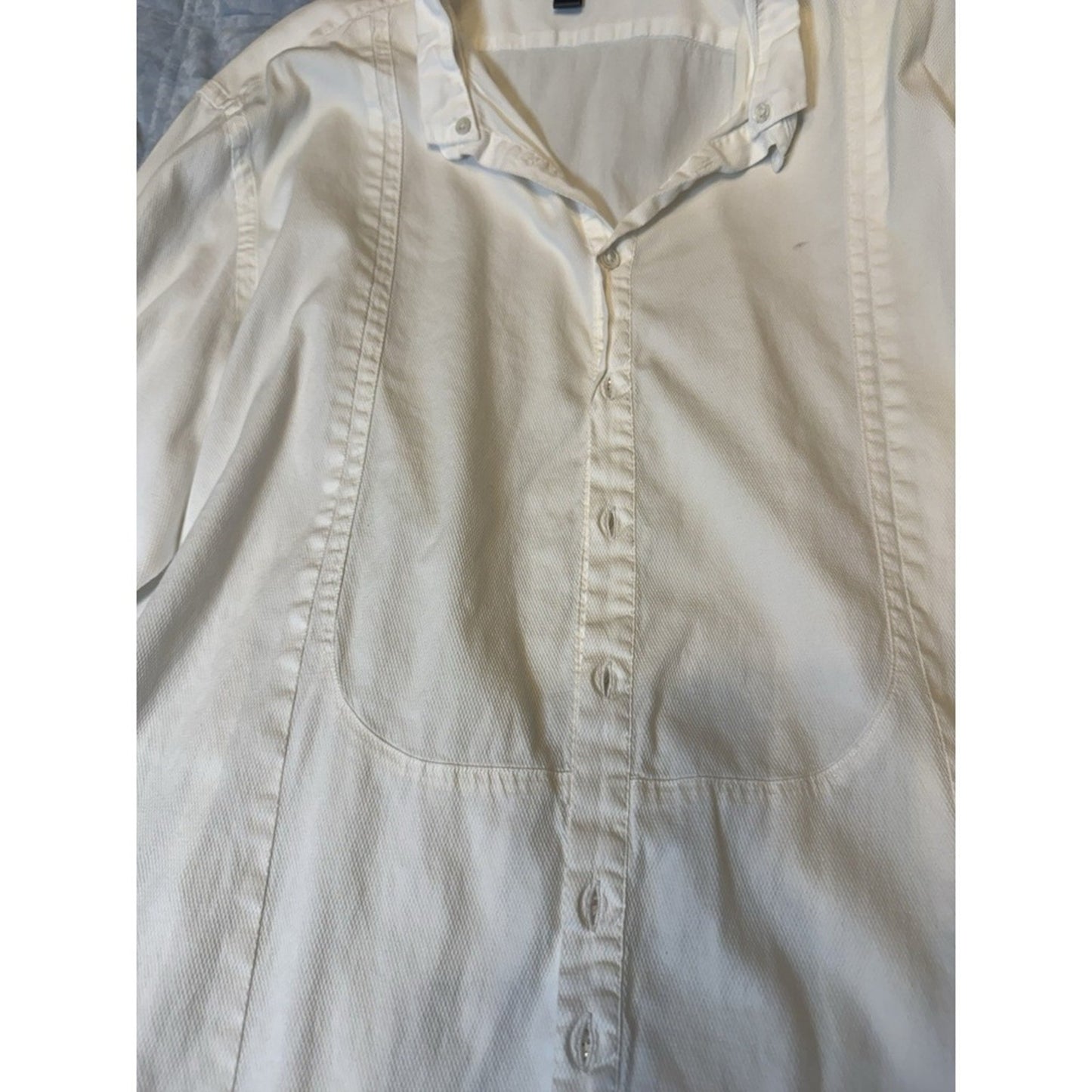 John Varvatos Pleats Tuxedo Style White Dress Men's Shirt XL Button Down #C