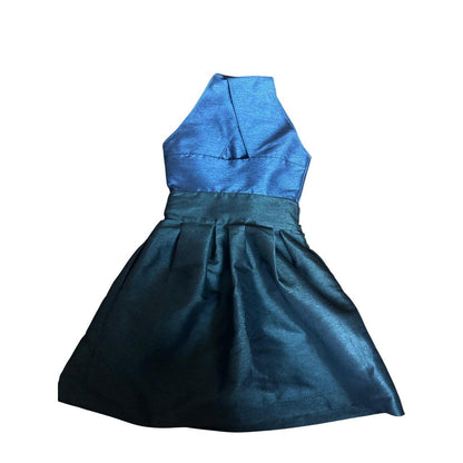 Kenzo Paris Blue Teal Two Tone Halter Pleated Mini Dress Size 36