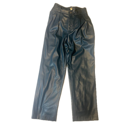Simon Miller Leather Pants Blue Green High Waist Pleated Wide Leg waist 27