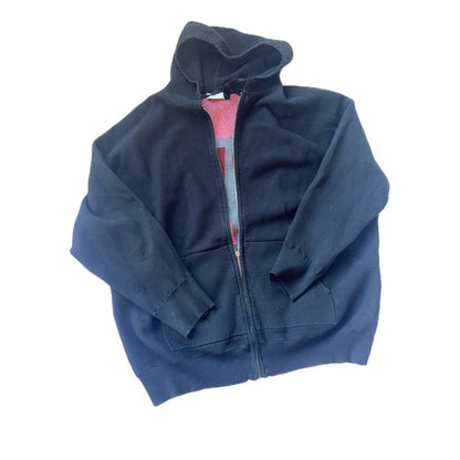 Sandro Paris "LOVE" Reversible Graphic Hoodie – Navy & Red (Unisex M)