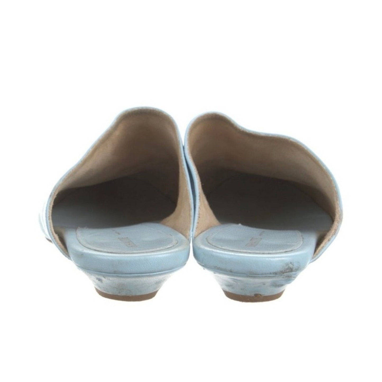 Khaite Leather Mules Women Light Blue Good Pointed Toe Flat Slides Italy