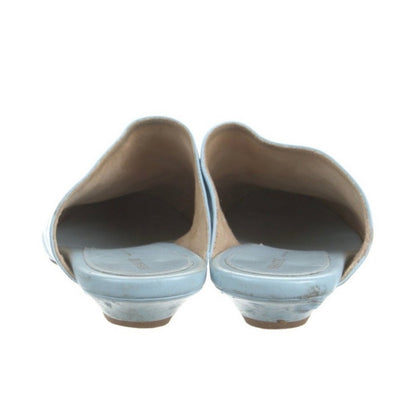 Khaite Leather Mules Women Light Blue Good Pointed Toe Flat Slides Italy