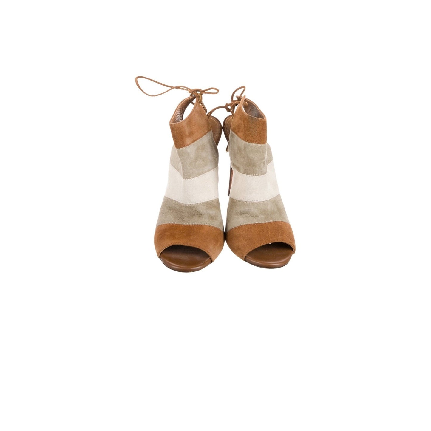 Aquazzura Suede Slingback Sandals Womens 7.5 IT 37.5 Tan Beige Good Colorblock