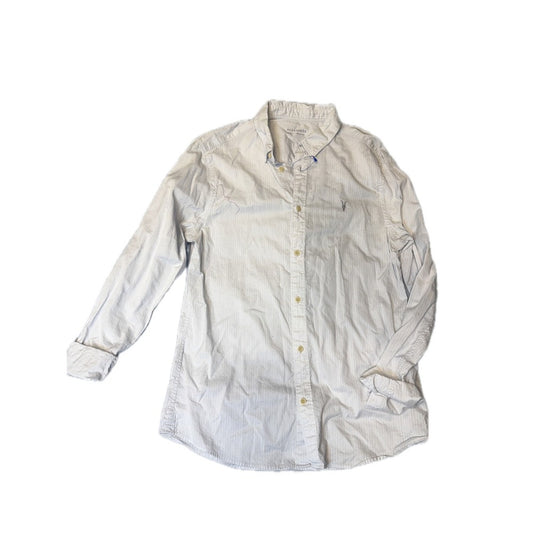 AllSaints Men's Slim-Fit Button-Up Shirt — Pale Gray Cotton (Size M / Fits USA M