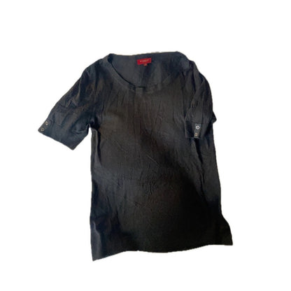 BURBERRY LONDON Womens Black  Modal Angora Blend V-Neck Top Size 44/ 10