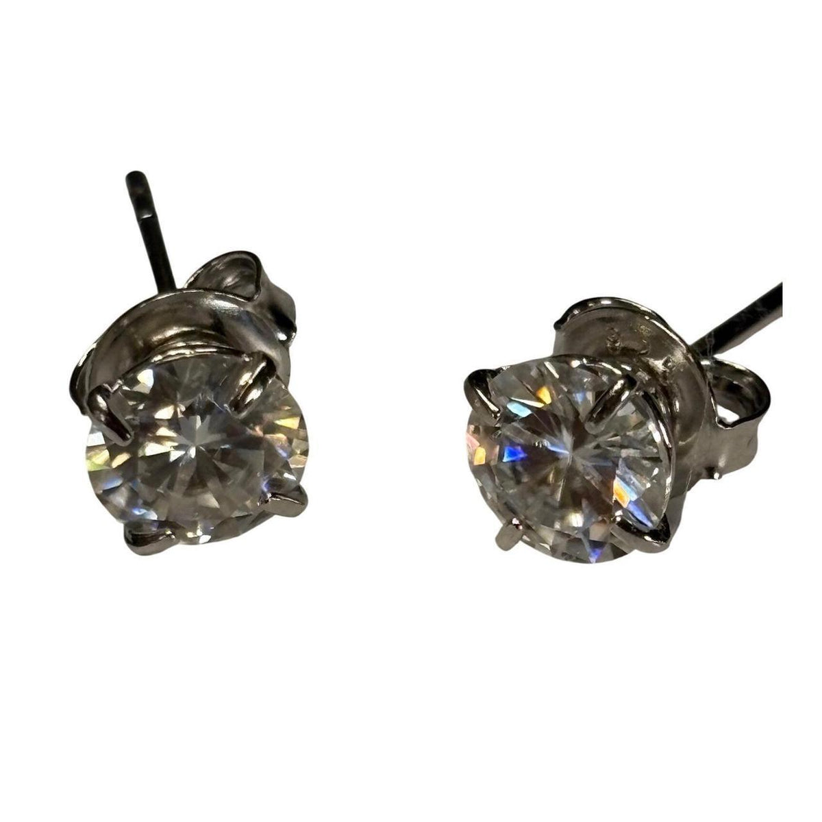 GRA Moissanite 0.8ct Stud Earrings 14K White Gold Plated