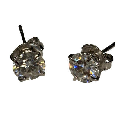 GRA Moissanite 0.8ct Stud Earrings 14K White Gold Plated