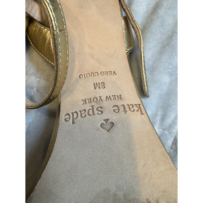 Kate Spade Jasmyne Gold Silver Metallic Leather High Heel Sandals Women Sz 8