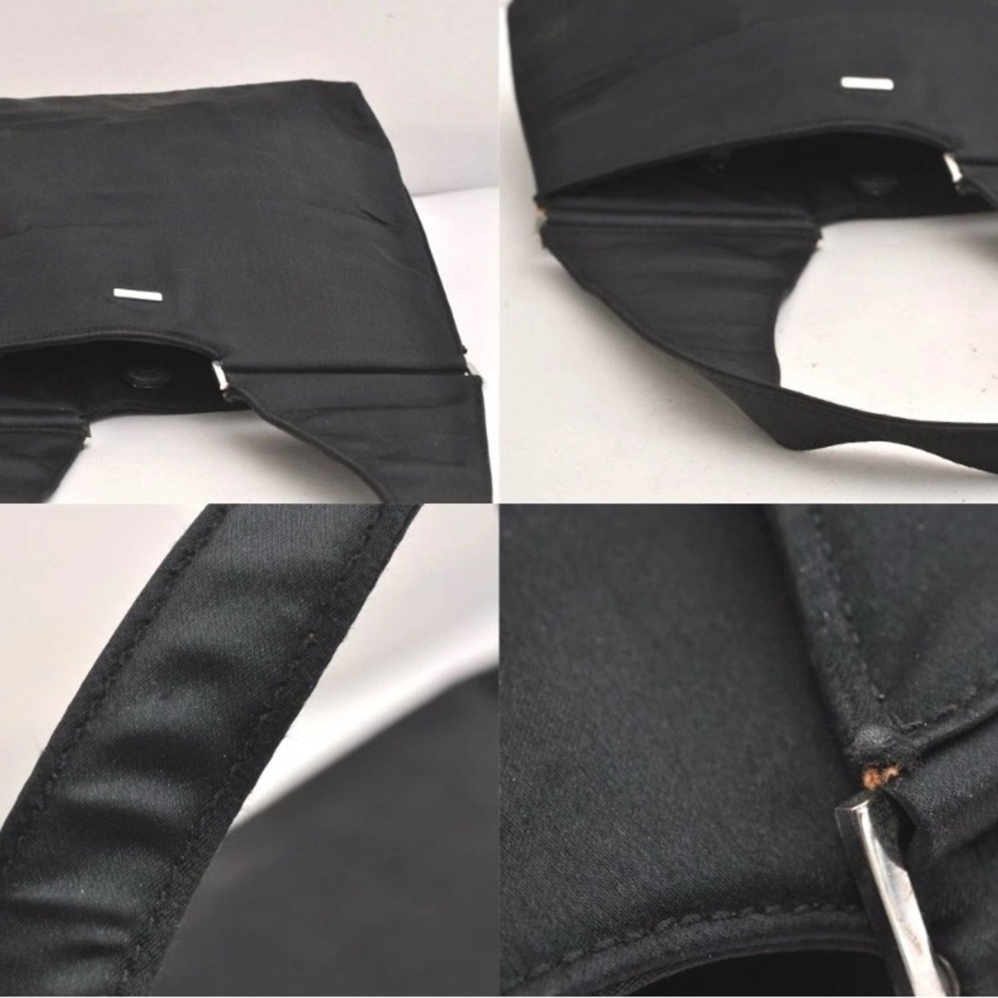 Gucci Vintage Satin Shoulder Bag – Silver Bar Detail