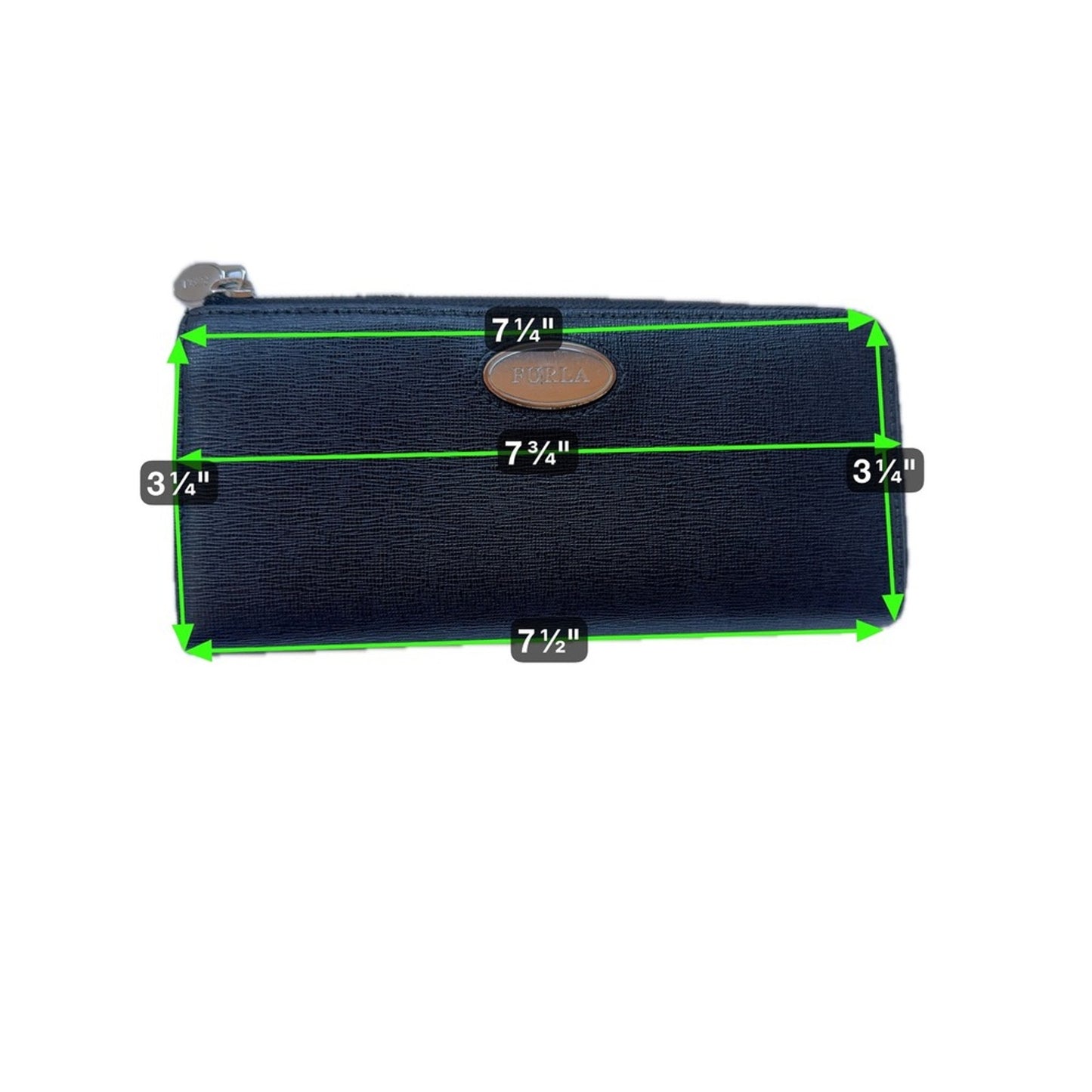 Furla Black Textured Leather Zip Around Continental Wallet Purse
