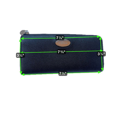 Furla Black Textured Leather Zip Around Continental Wallet Purse
