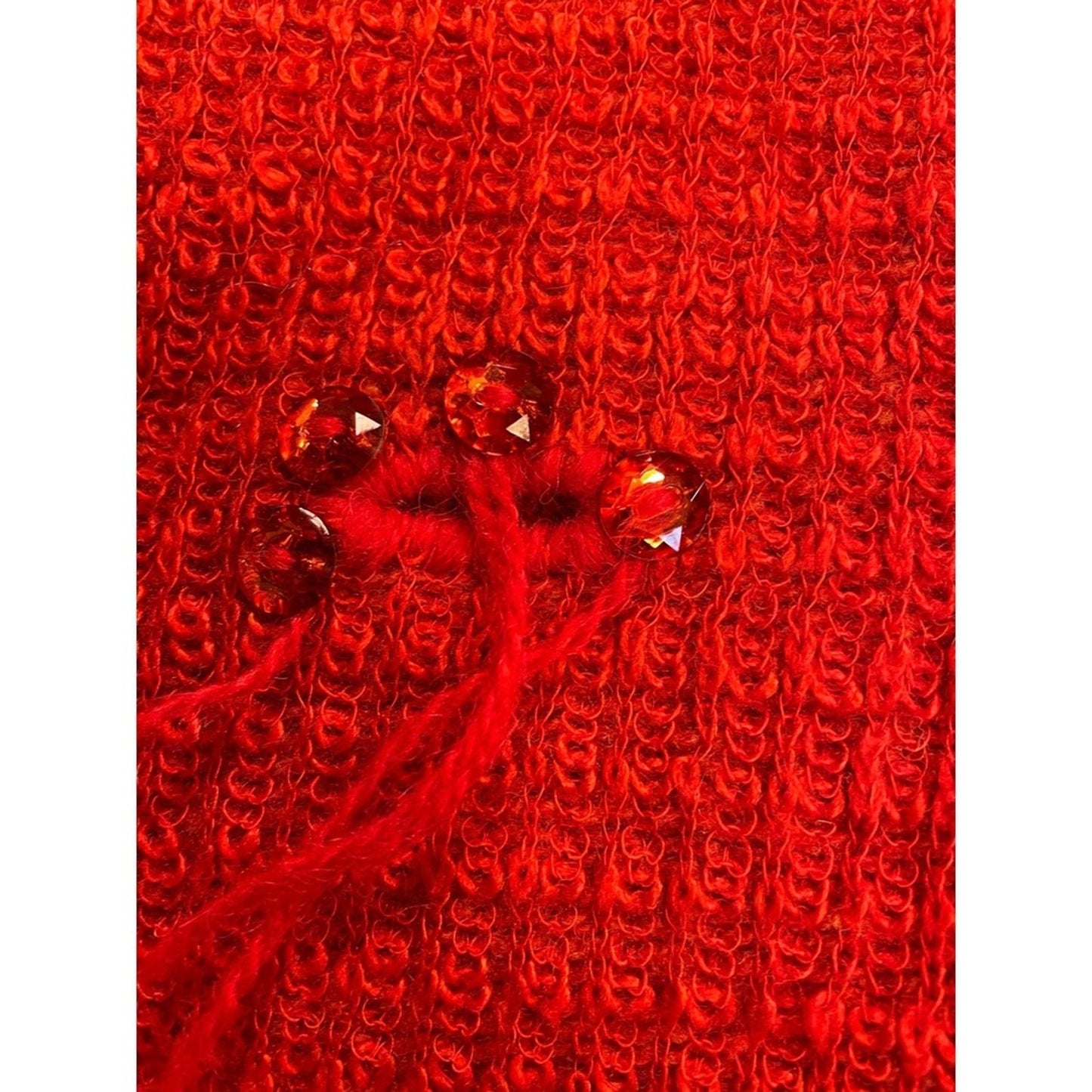 Acne Studios Red Embellished Knit Sweater Cropped  Long Sleeve NWT size M