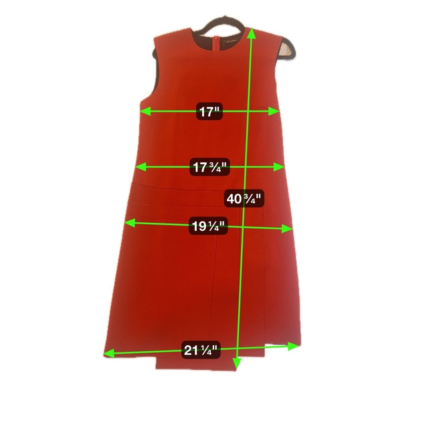 Cop.Copine Red Sleeveless Dress A-Line Midi Pocket Detail Modernist
