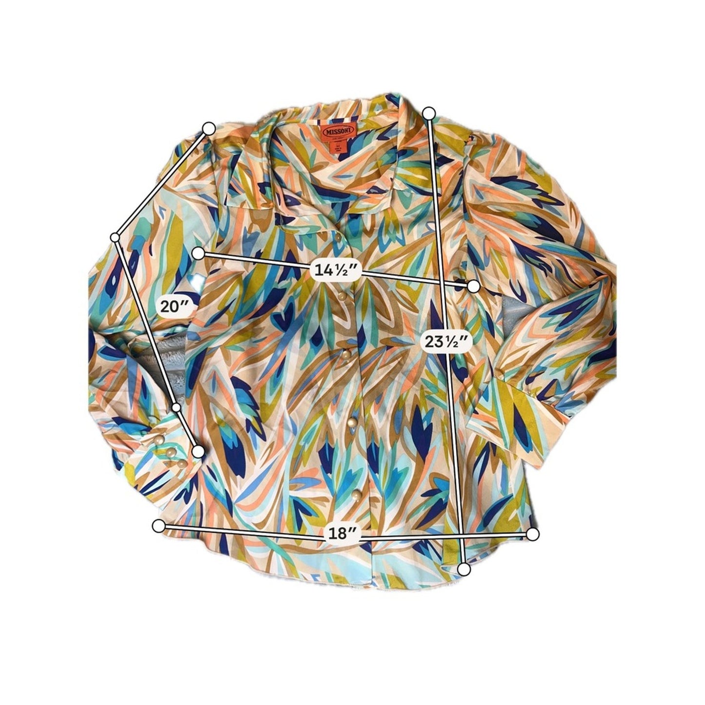 Missoni for Target Blouse Womens Medium Multi Color Abstract Botanical Print Exc