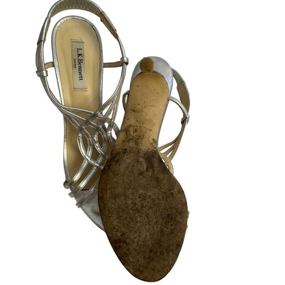 L.K. Bennett Metallic Silver Strappy Sandals – Size 40 (US 9)