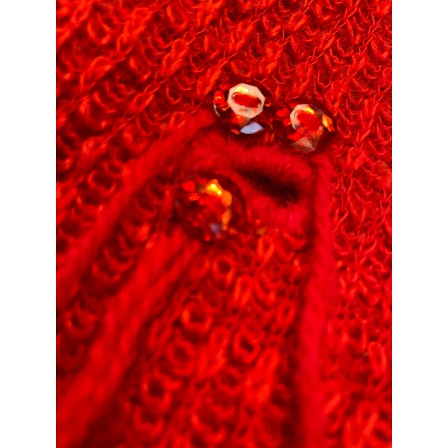 Acne Studios Red Embellished Knit Sweater Cropped  Long Sleeve NWT size M