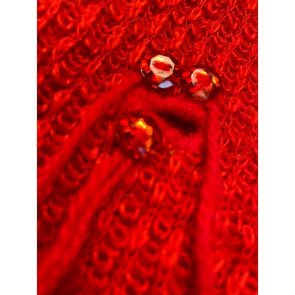 Acne Studios Red Embellished Knit Sweater Cropped  Long Sleeve NWT size M