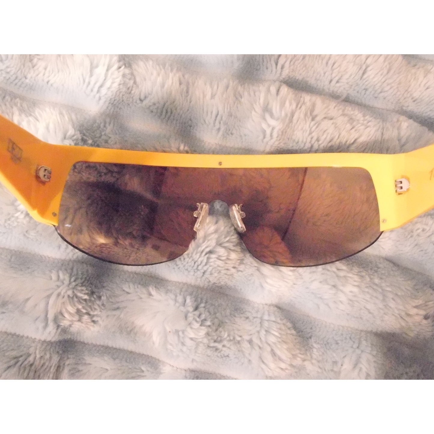 DEZI Yellow Rimless Shield Sunglasses Orange Mirror Lens UV Protection